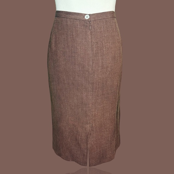 Vintage Dolce & Gabbana Brown Linen Blend Tweed Pencil Skirt IT Size 48 - Picture 6 of 16